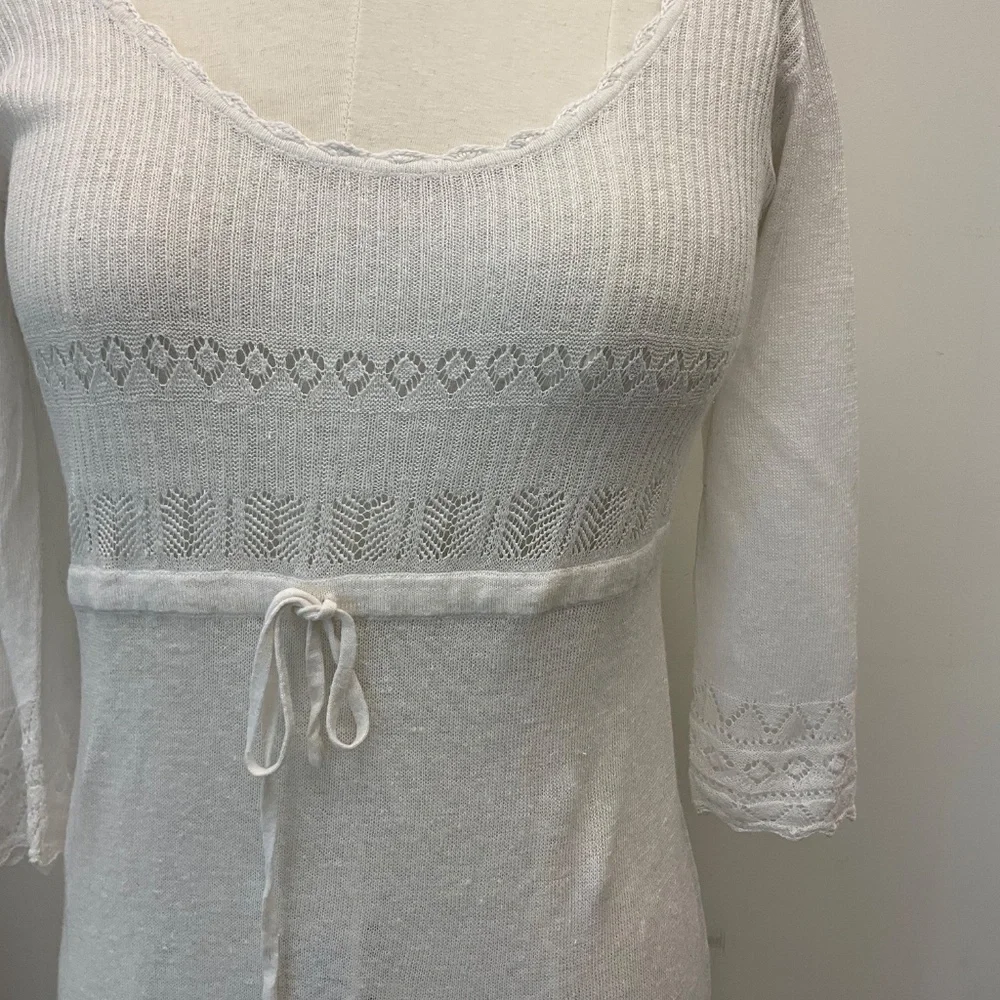 🖤 Stewart+Brown Organic Linen Knit Dress – White, Small 🖤 - Picture 2 of 4